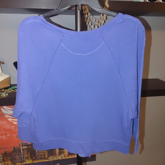 American Eagle Outfitters Blue Crop Buttoned Shirt With Pockets, Size S/P - Picture 5 of 5